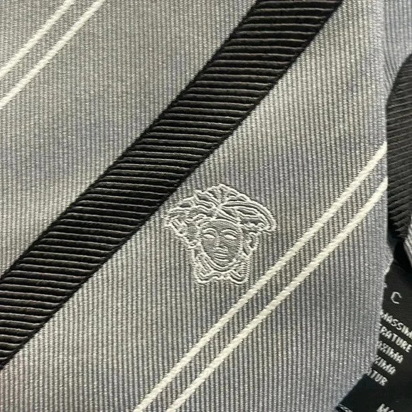 Versace collection gray black striped tie - Picture 2 of 7